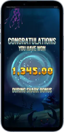 Razor Shark Gewinn während Shark Bonus